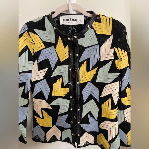 NWOT Caban Romantic Luxury Made in Italy Leather X mesh Coat - Picture 12 of 16